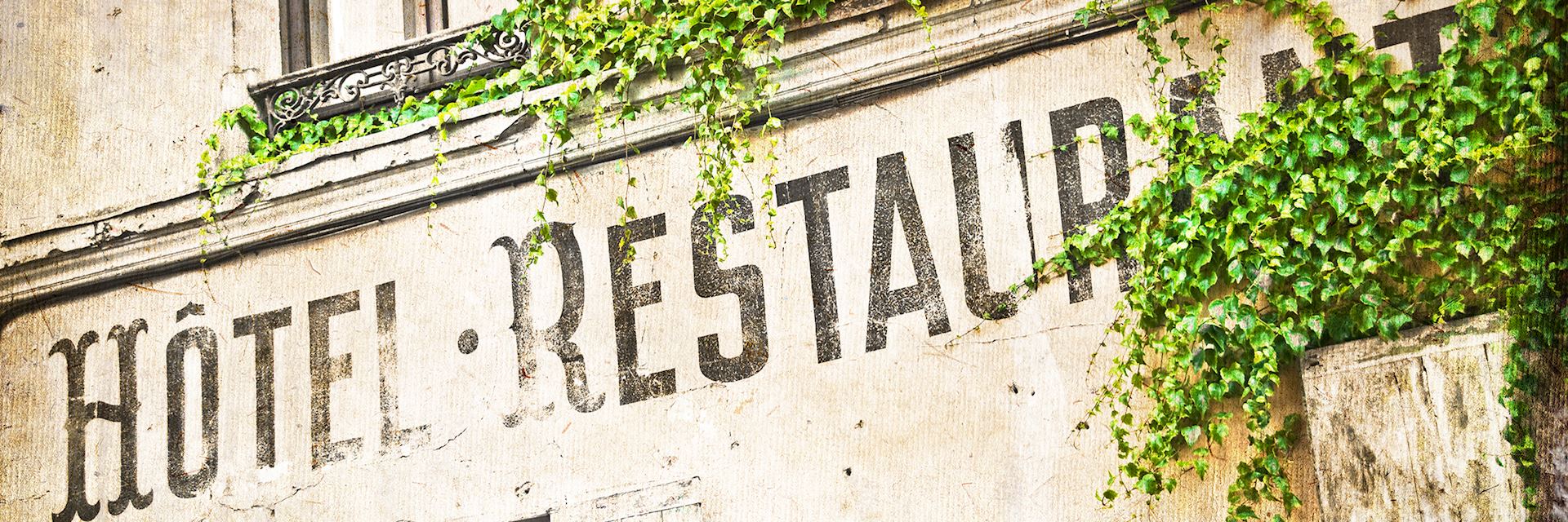 Vintage French hotel facade