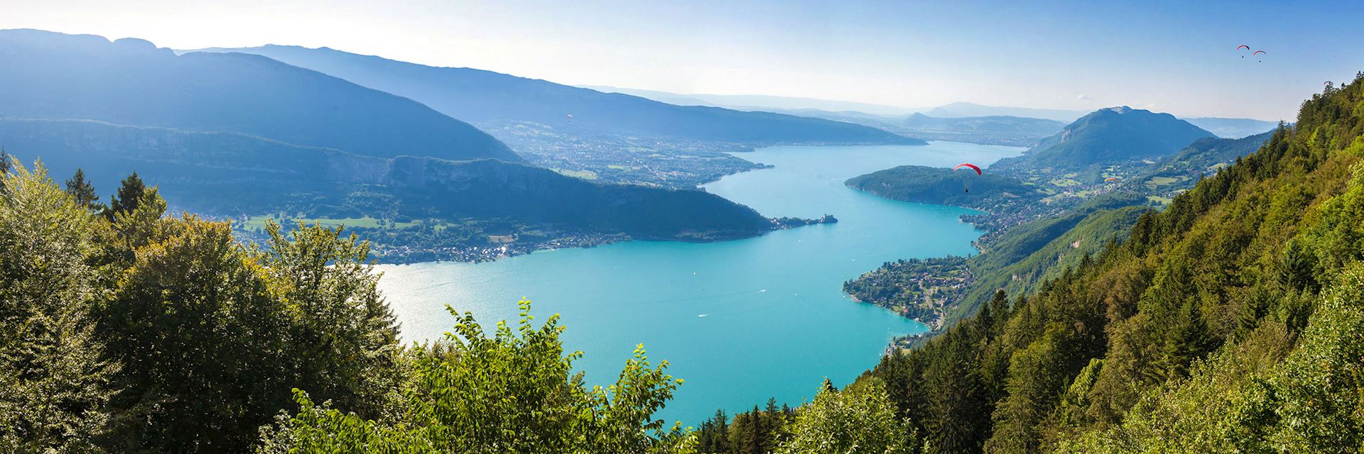 View of Annecy lake from Col du Forclaz 