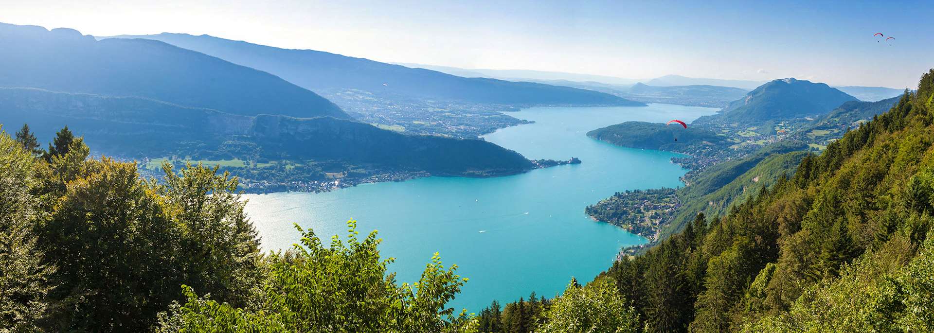 View of Annecy lake from Col du Forclaz 