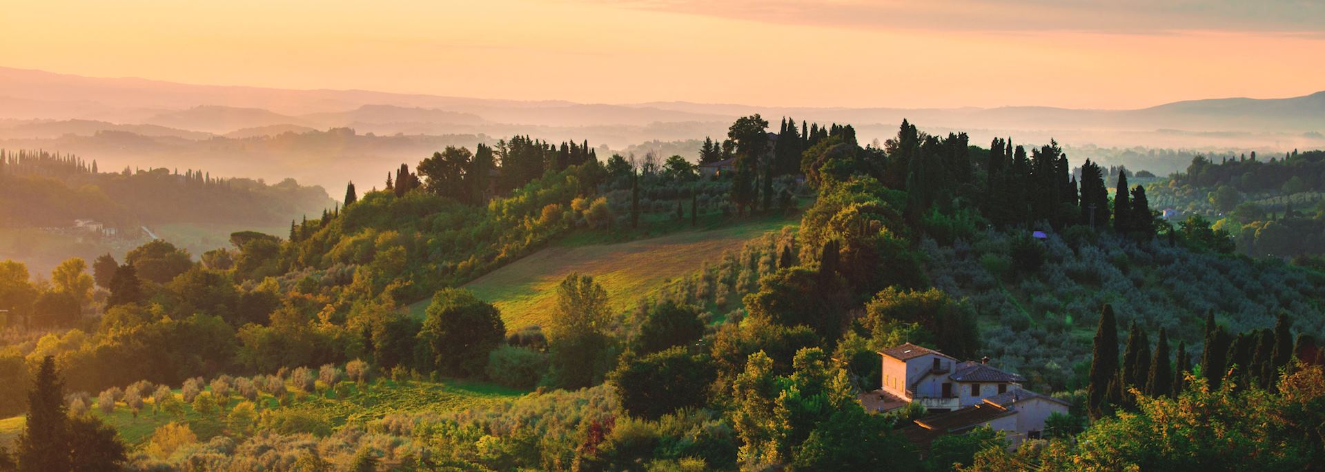 Tuscan landscape at dawn