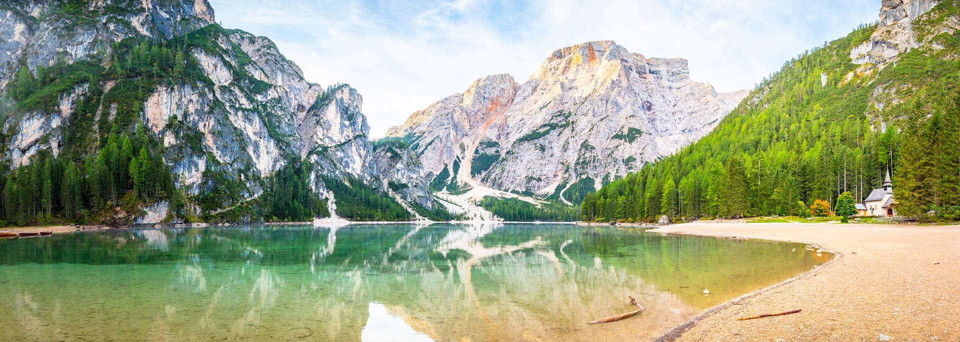 Lago di Braies lake in the Italian Dolomites