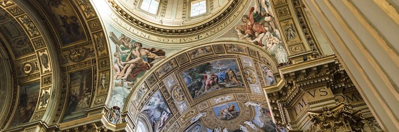 The ornately decorated ceiling of Sant'Andrea della Valle, Rome
