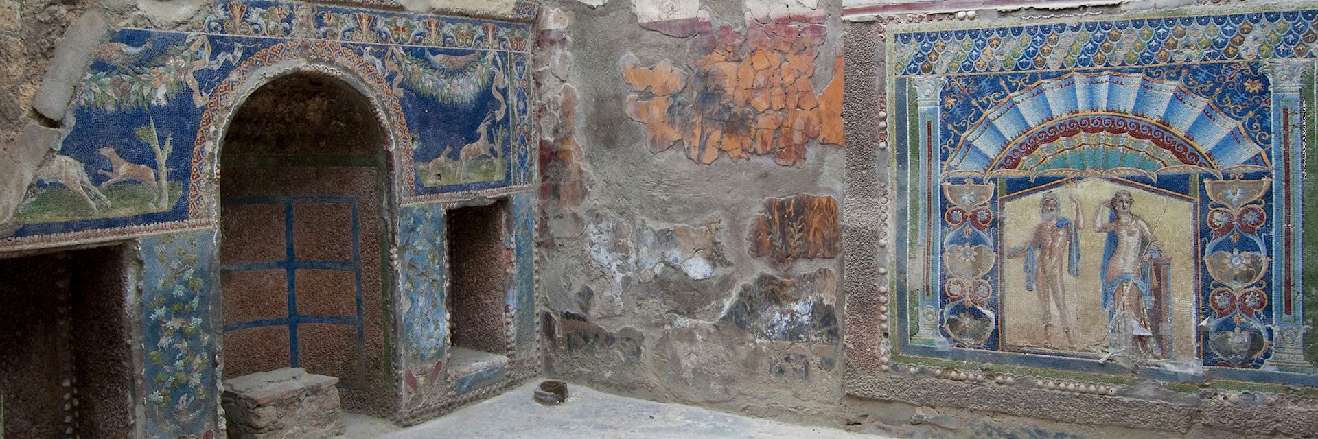 Mosaics on the walls of a villa, Herculaneum 