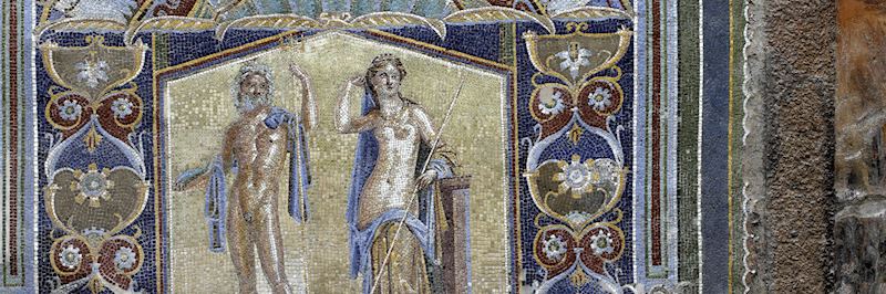 A wall mosaic in the Casa dei Cervi (House of the Deer) in Herculaneum