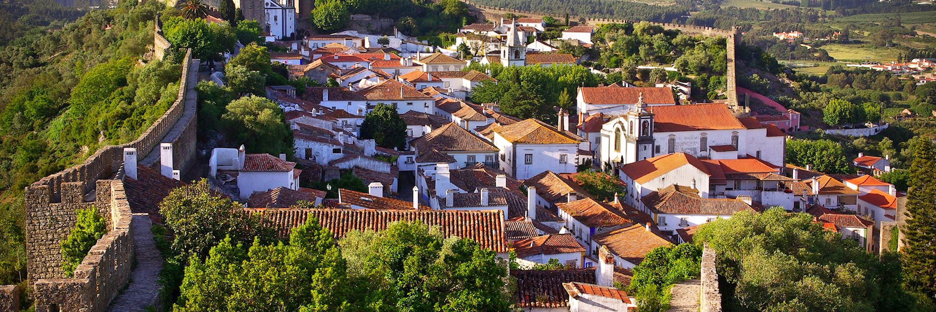 Aerial view of the village of Obidos in Portugal