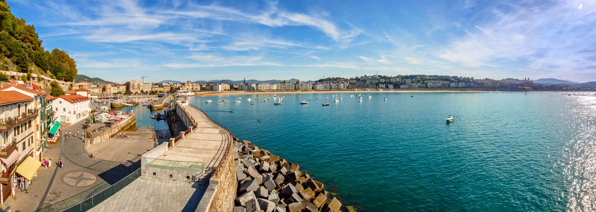 Panoramic view of La Concha Bay, Basque Country