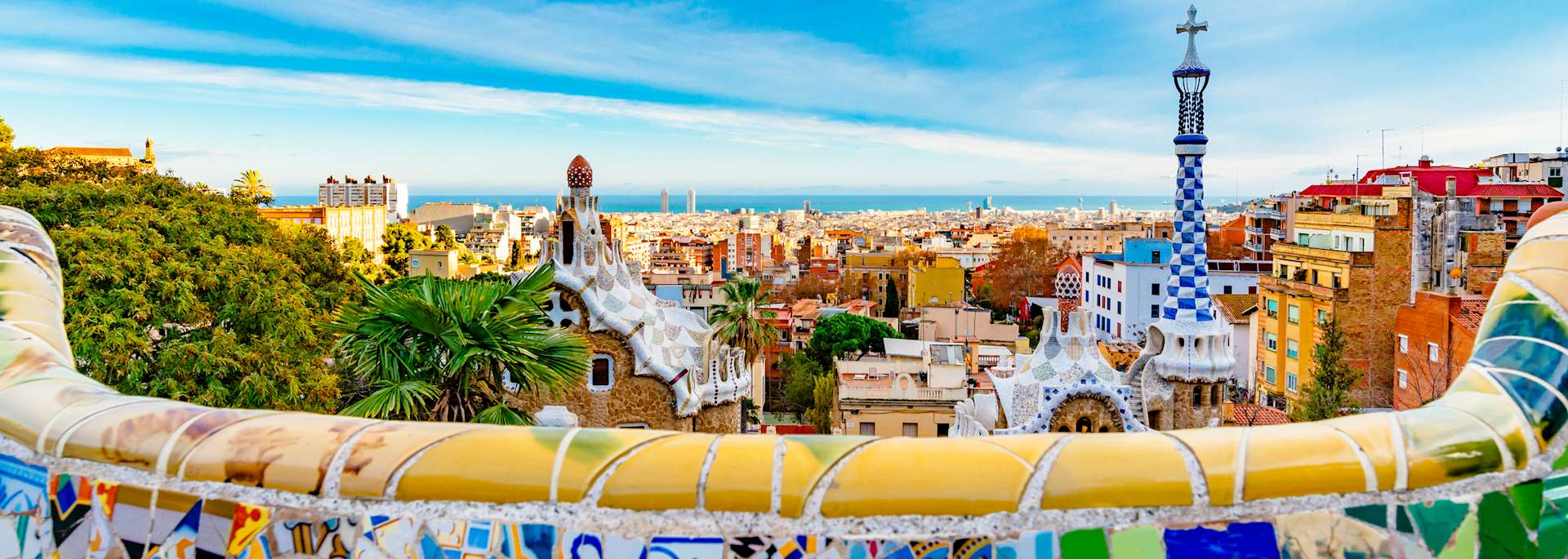 Park Güell mosaic bench terrace, Barcelona