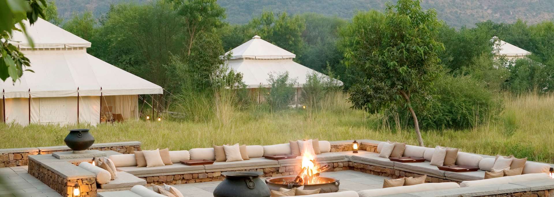 Outdoor fireplace at Aman-i-Khas