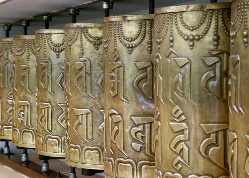 Prayer wheels, Dalai Lama Temple