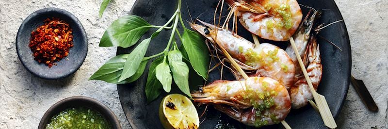 A dish of tiger prawns