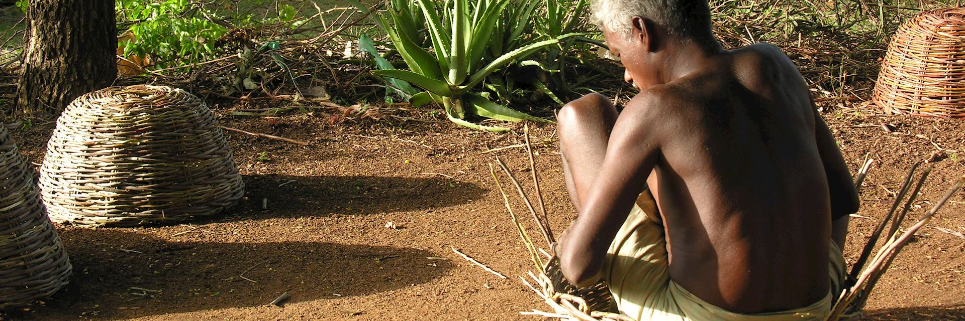 Traditional basket weaving in Chettinad