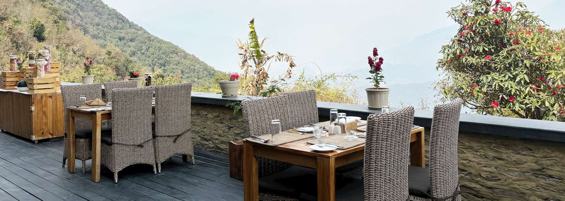 Outdoor dining area, Sarangkot Mountain Lodge