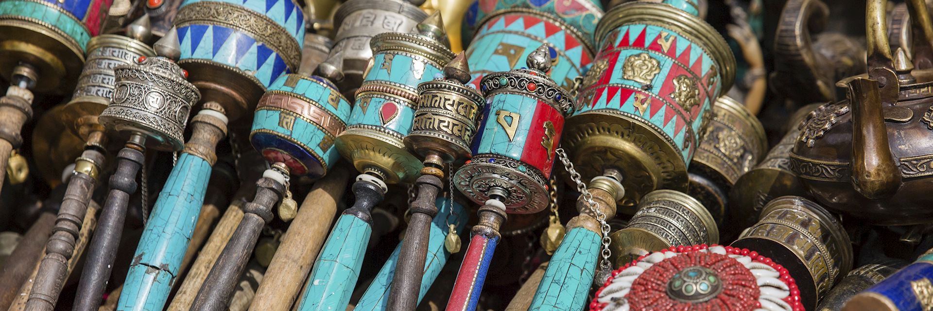 Nepalese Prayer Wheels on Swayambhunath stupa in Kathmandu