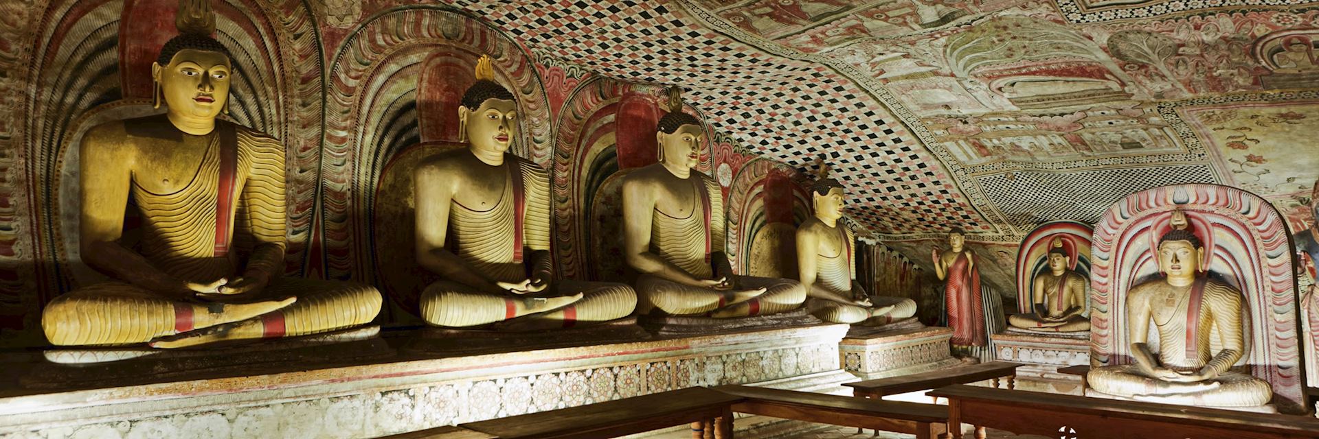 Buddha statues inside Dambulla Cave