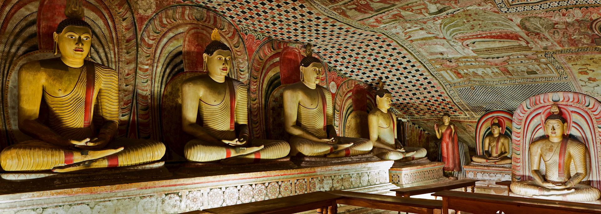 Buddha statues inside Dambulla Cave