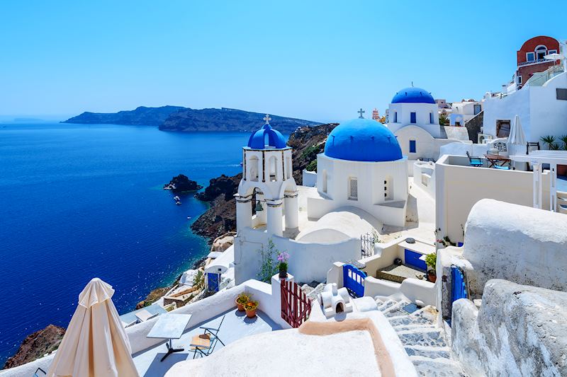 Blue roof tops of Santorini, Greece
