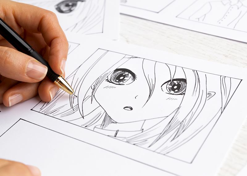Manga drawing class, Japan