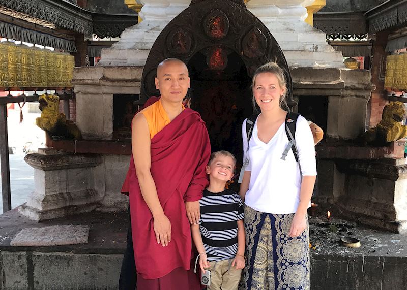 Carol and her son, Nepal
