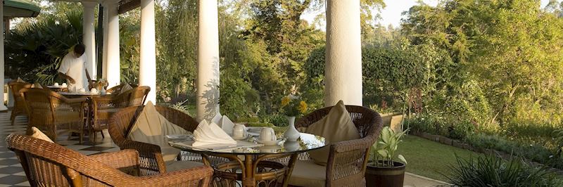 The veranda of the elegant Ceylon Tea Trails, in Hatton, Sri Lanka