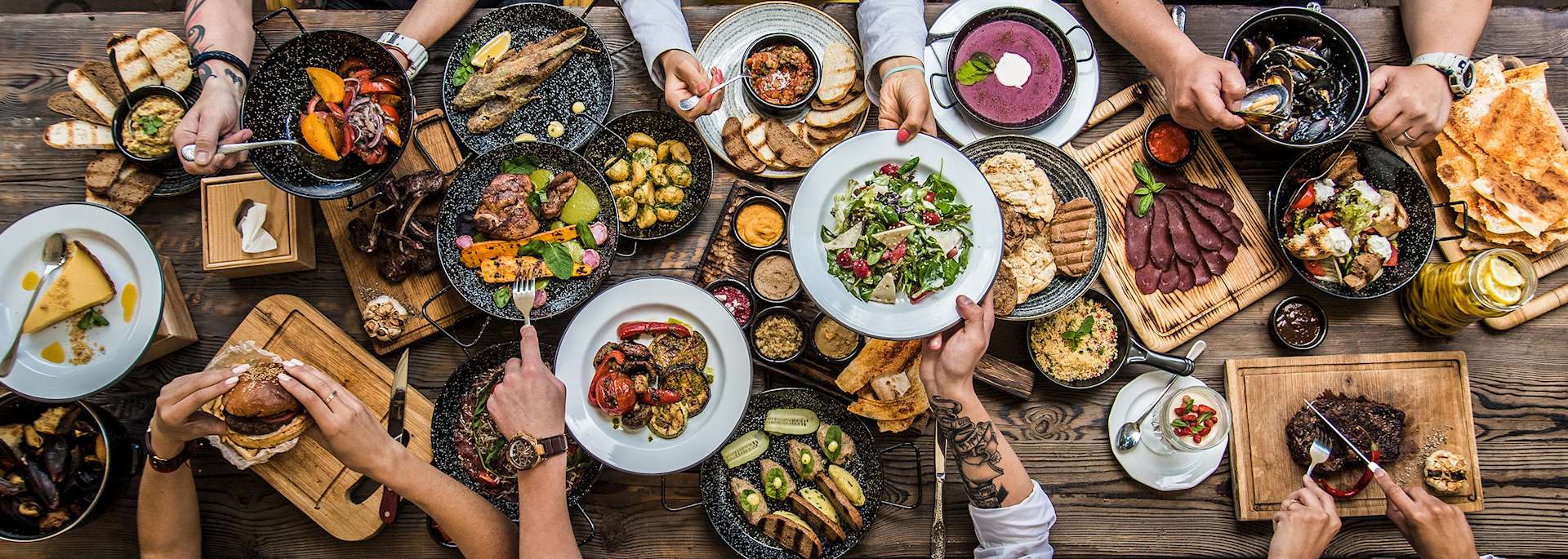 Locals eating food