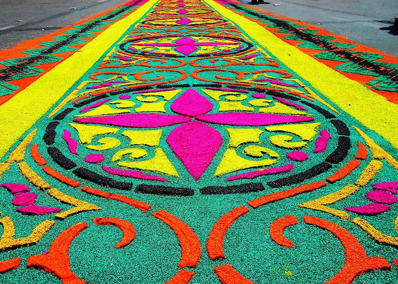Semana Santa alfombra (carpet), Antigua, Guatemala
