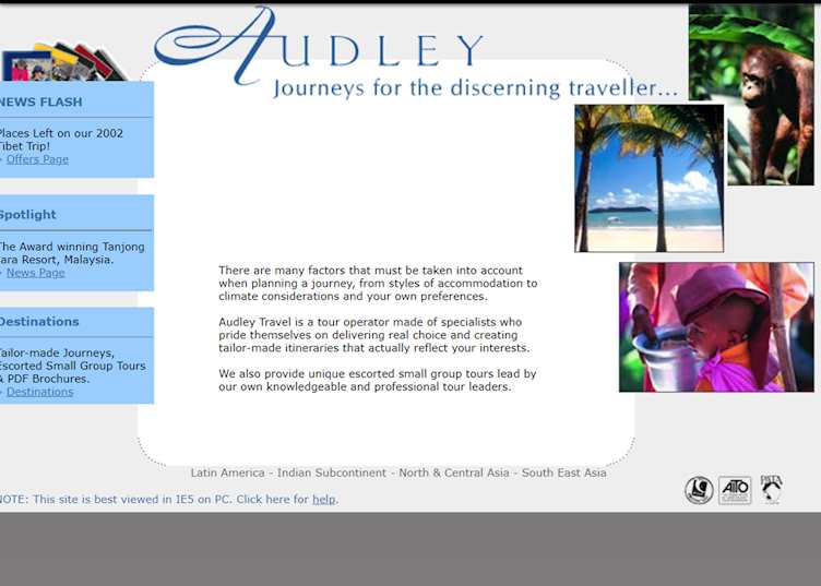 Audley's website back in 2002