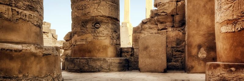 The mighty columns at Karnak Temple in Luxor
