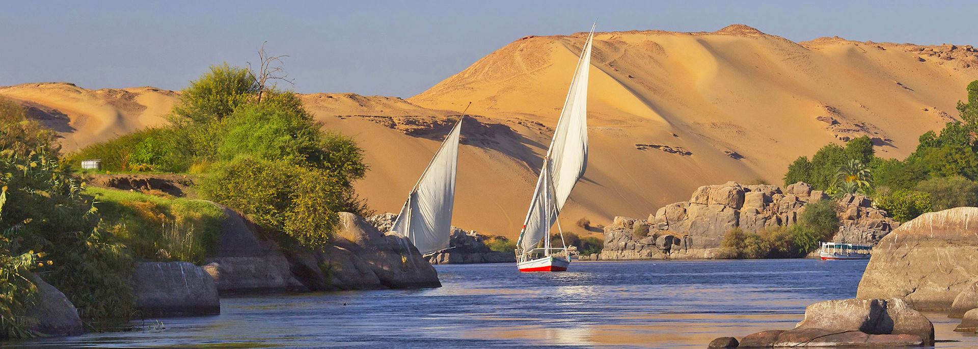 Sailing boats on the Nile near Aswan