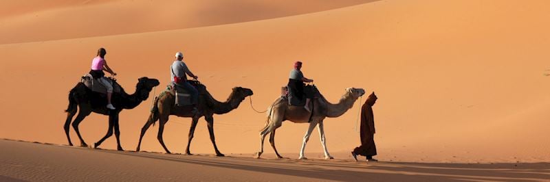 A camel ride is the best way to experience the Moroccan Desert
