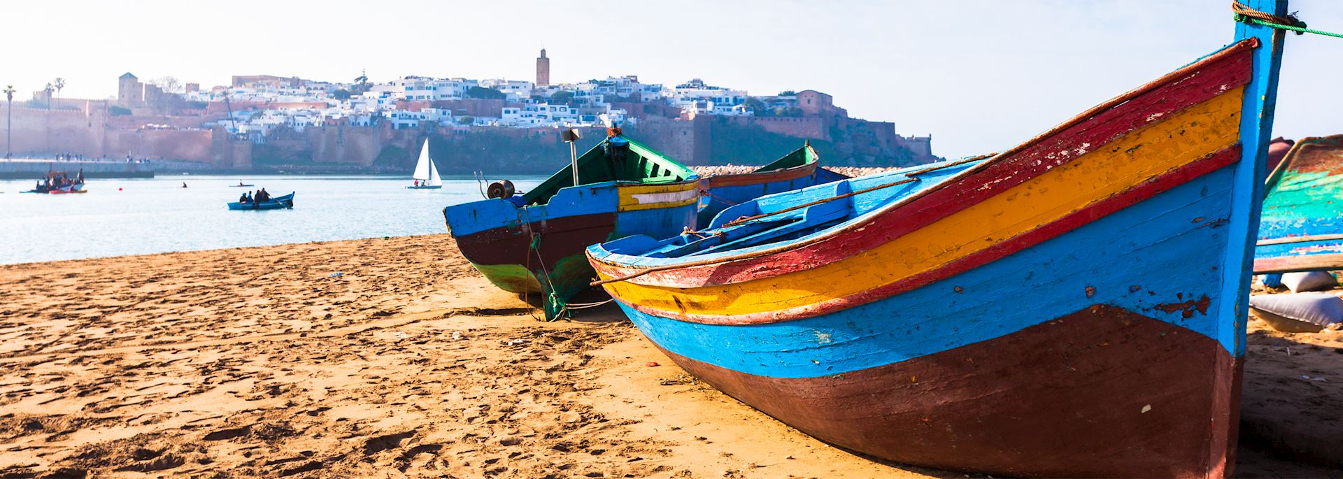 Boats on a beach in Rabat