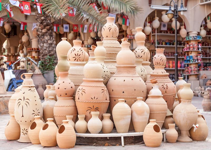 Terracotta pots in a souq, Nizwa