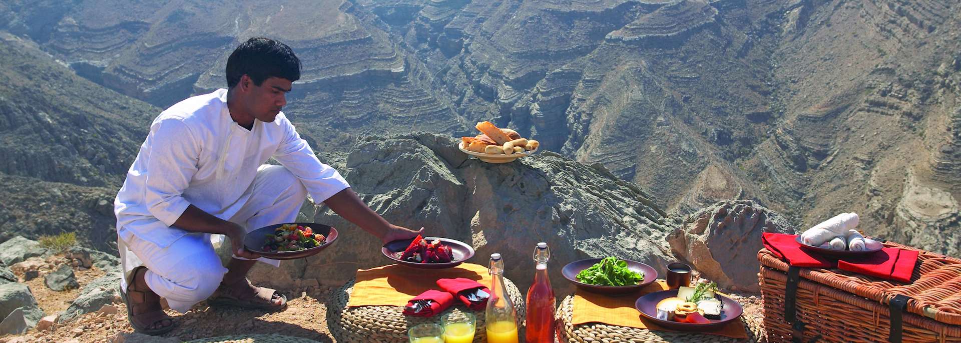 Mountain picnic from Six Senses at Zighy Bay