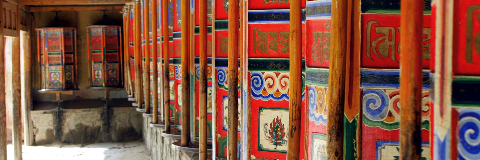 Prayer wheels in Xiahe