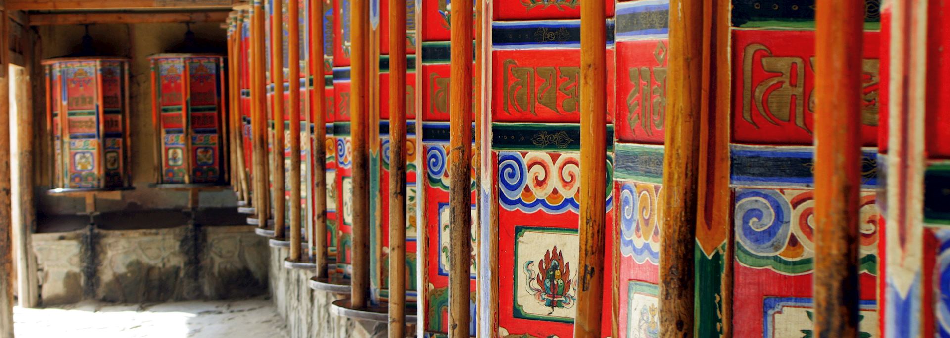 Prayer wheels in Xiahe