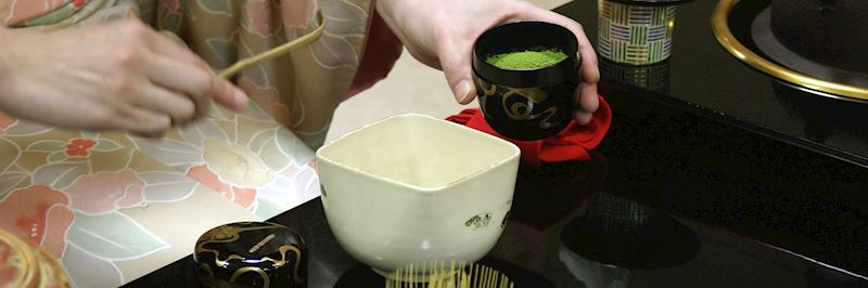A Japanese tea ceremony, making green tea