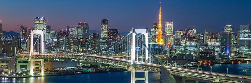 Experience a night-time helicopter flight over Tokyo