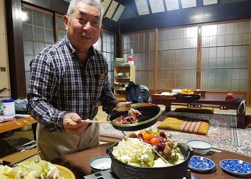 Farmer making sukiyaki