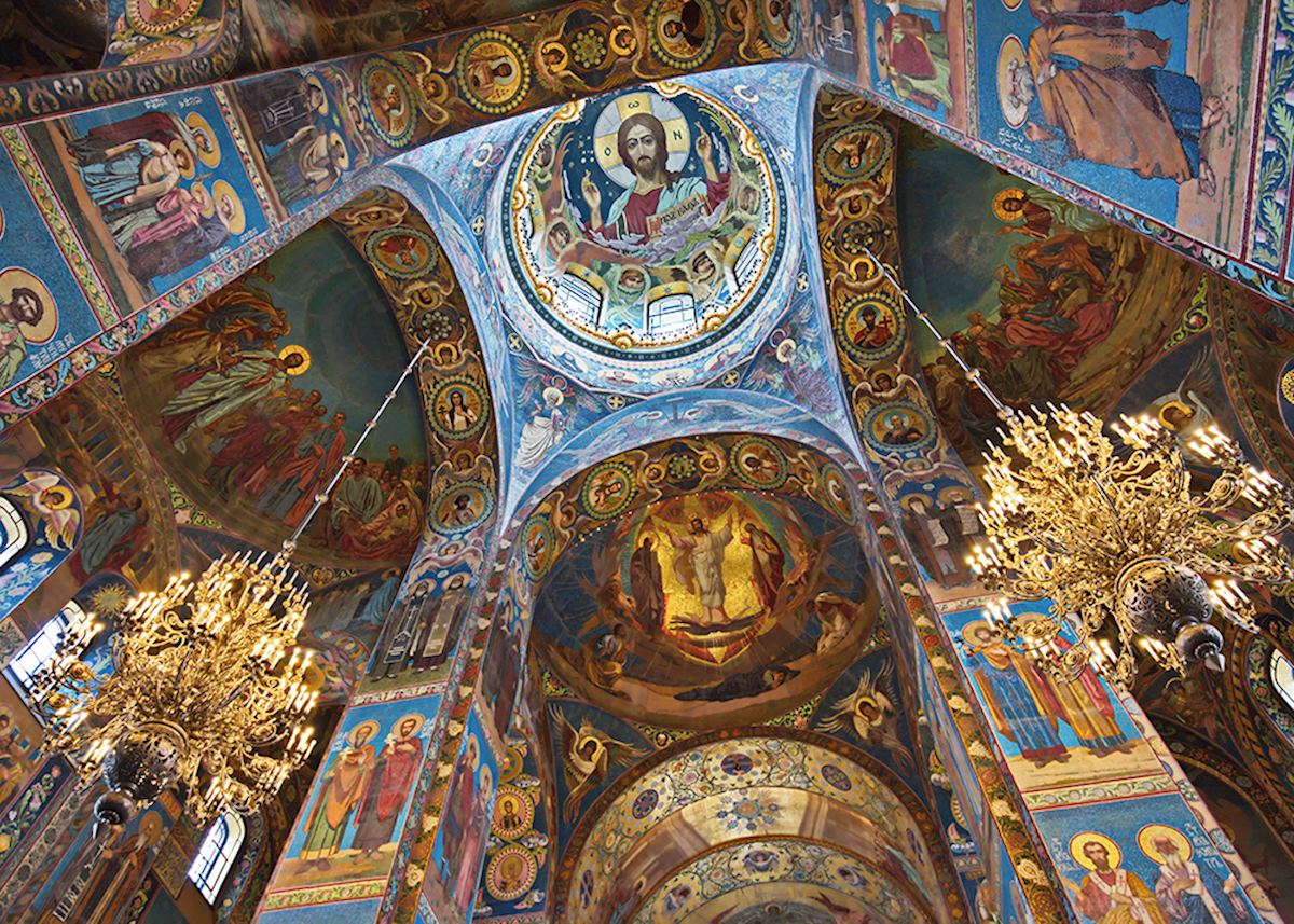 Interior view of the Church On Spilled Blood, St Petersburg