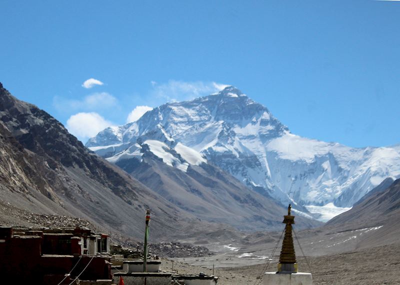 Mount Everest seen from Rongbuk Monastery