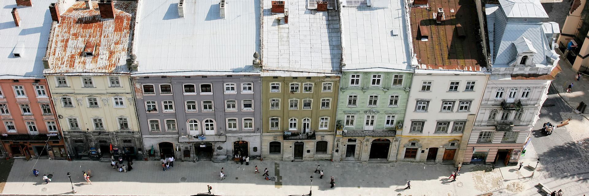 Aerial view of a street in Ukraine