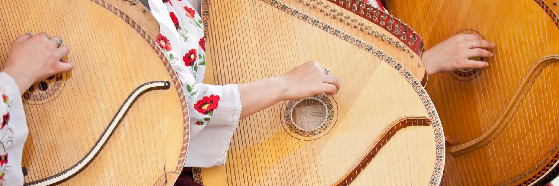 Traditional stringed instruments being played in Ukraine