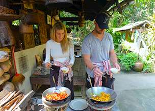 Alex and Jeremy at a cooking class