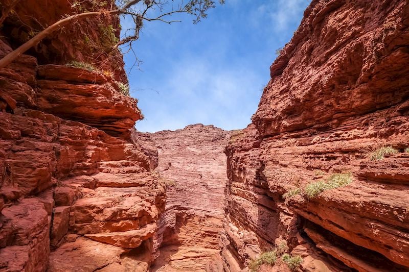 The red sandstone gorge of Quebrada del Complejo Termal