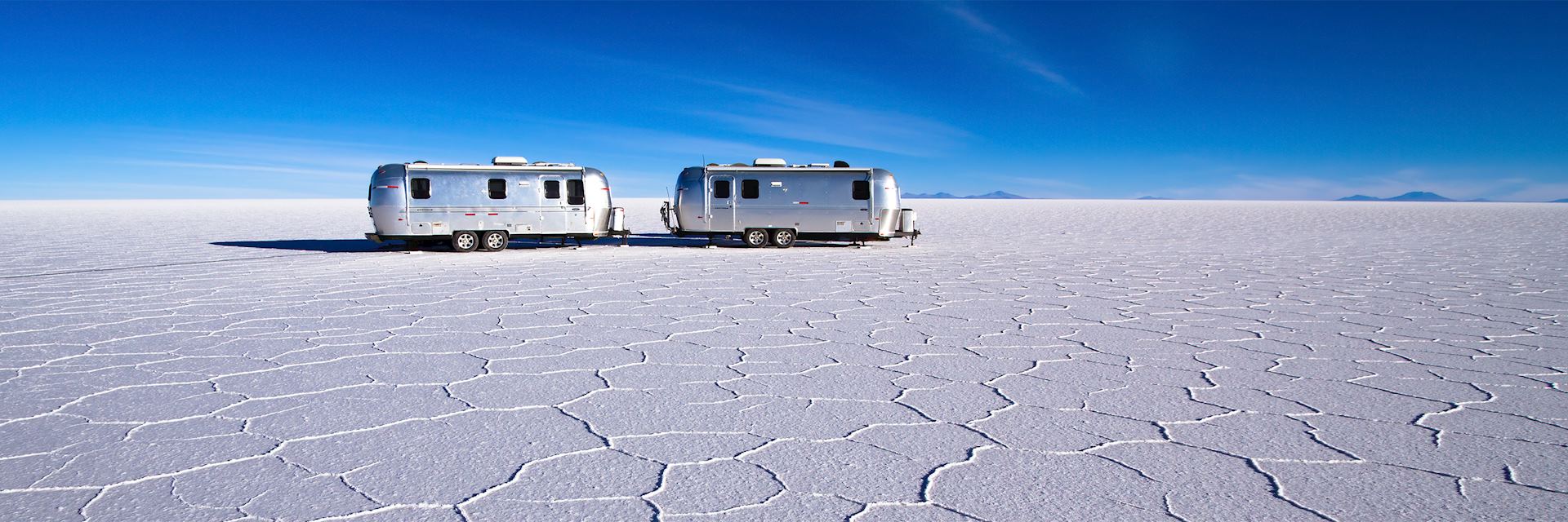 Airstream campers in Salar de Uyuni