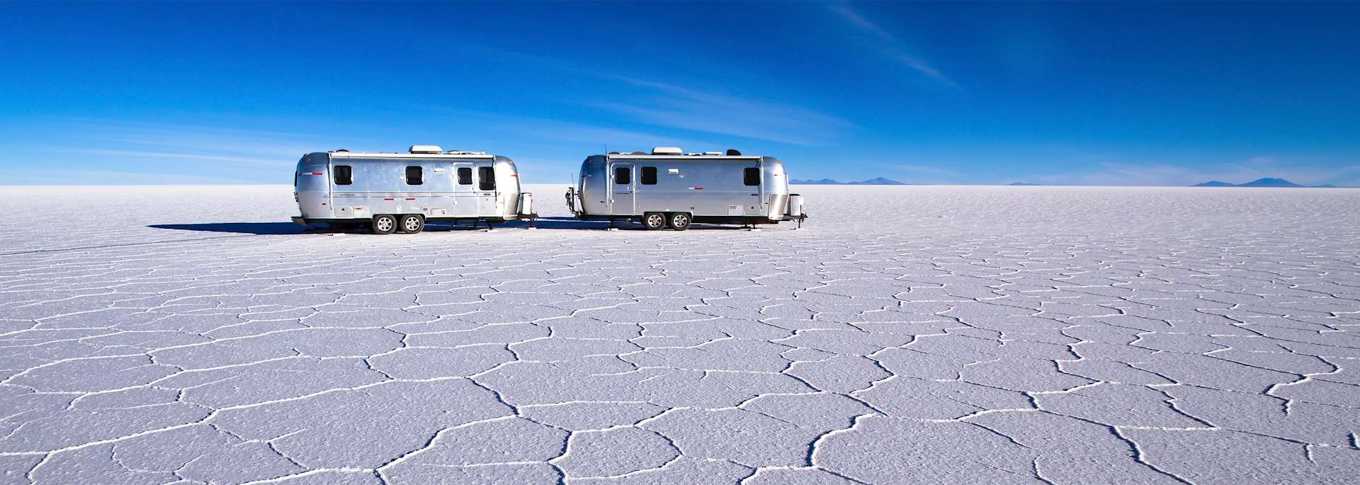 Airstream campers in Salar de Uyuni