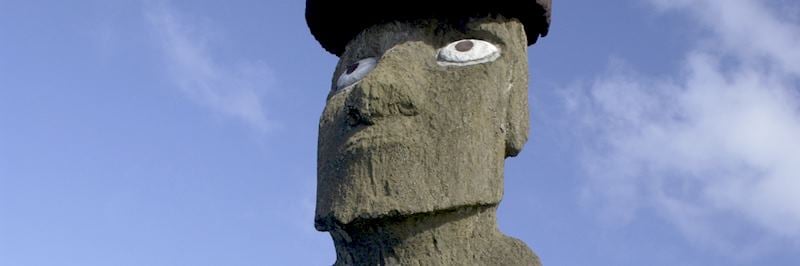 Ahu Tahai moai with restored eyes
