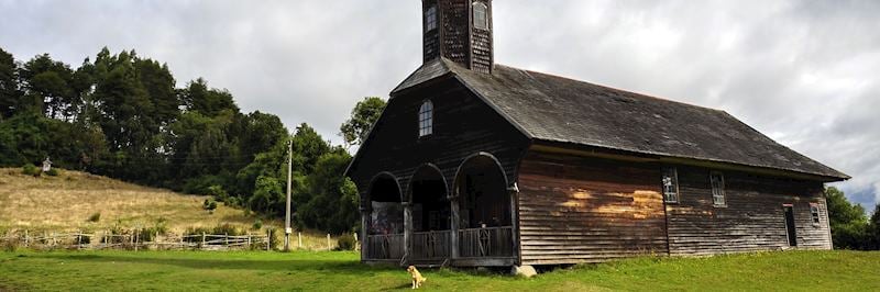 A Spanish built wooden church on Chiloé Island