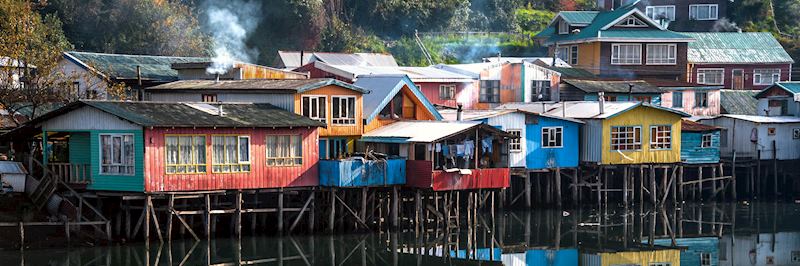 Palafitos (overwater bungalows on stilts) in Chiloé