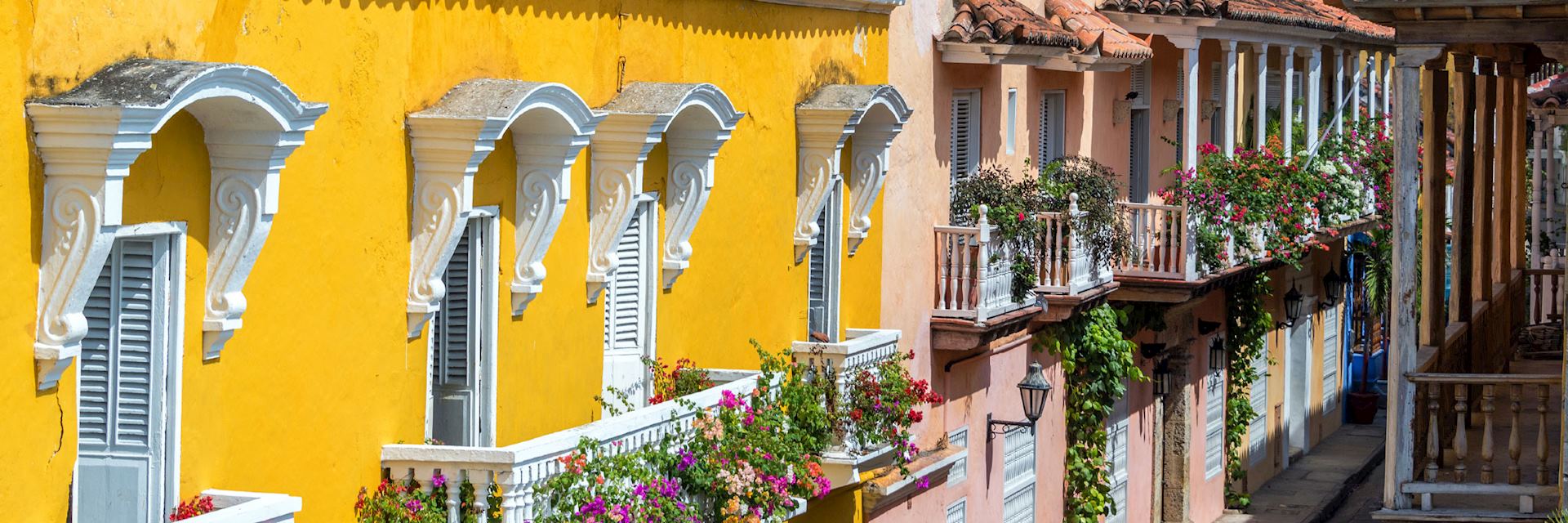 Colonial style balconies in Cartagena