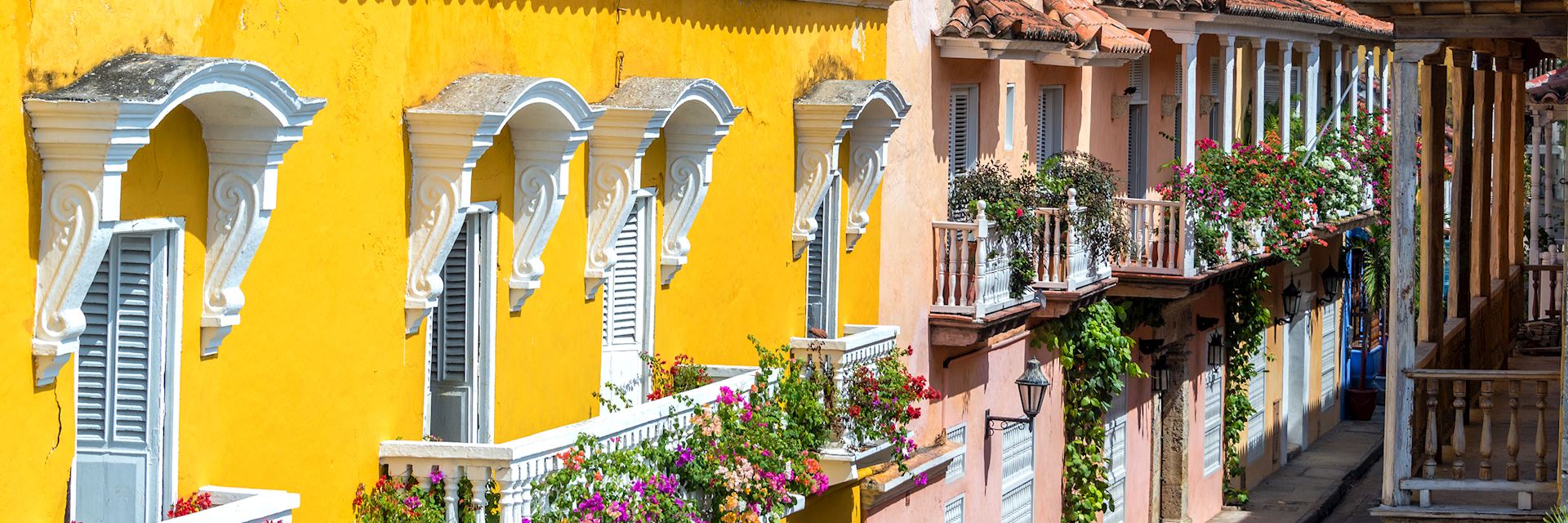 Colonial style balconies in Cartagena